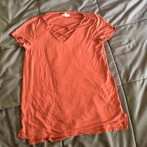 an orange silk blouse